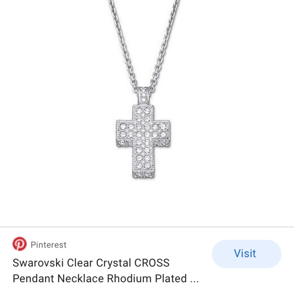 Swarovski Crystal Cross Pendant Necklace - Silver